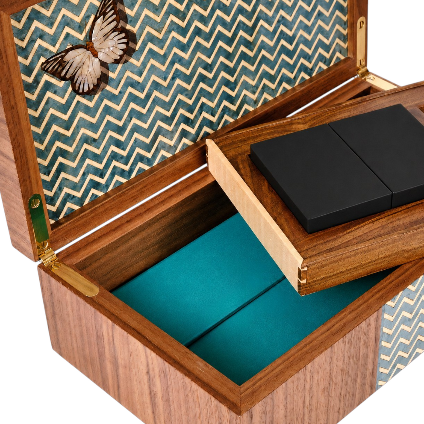 Butterfly Marquetry Playing Cards Box