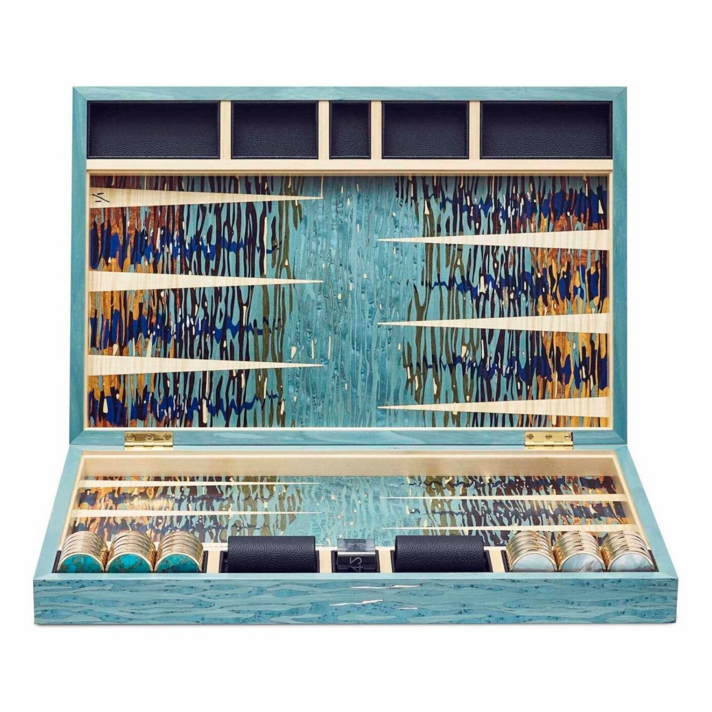 Reflecting Marquetry Backgammon Set