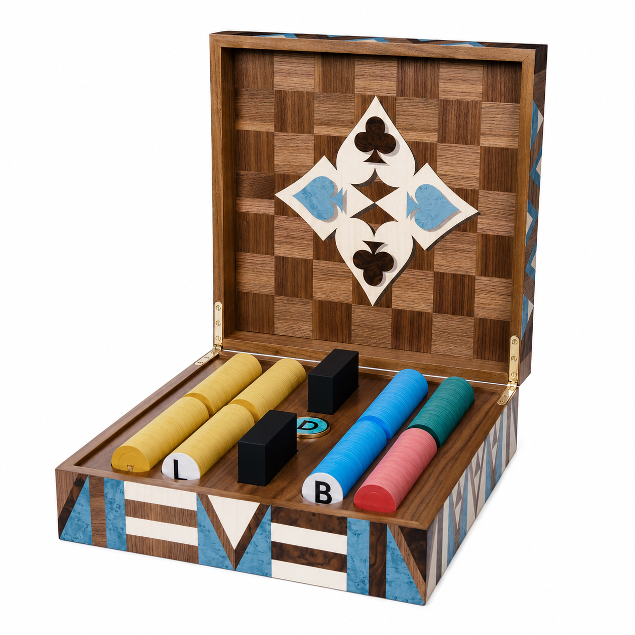 Geometrix Marquetry Poker Set