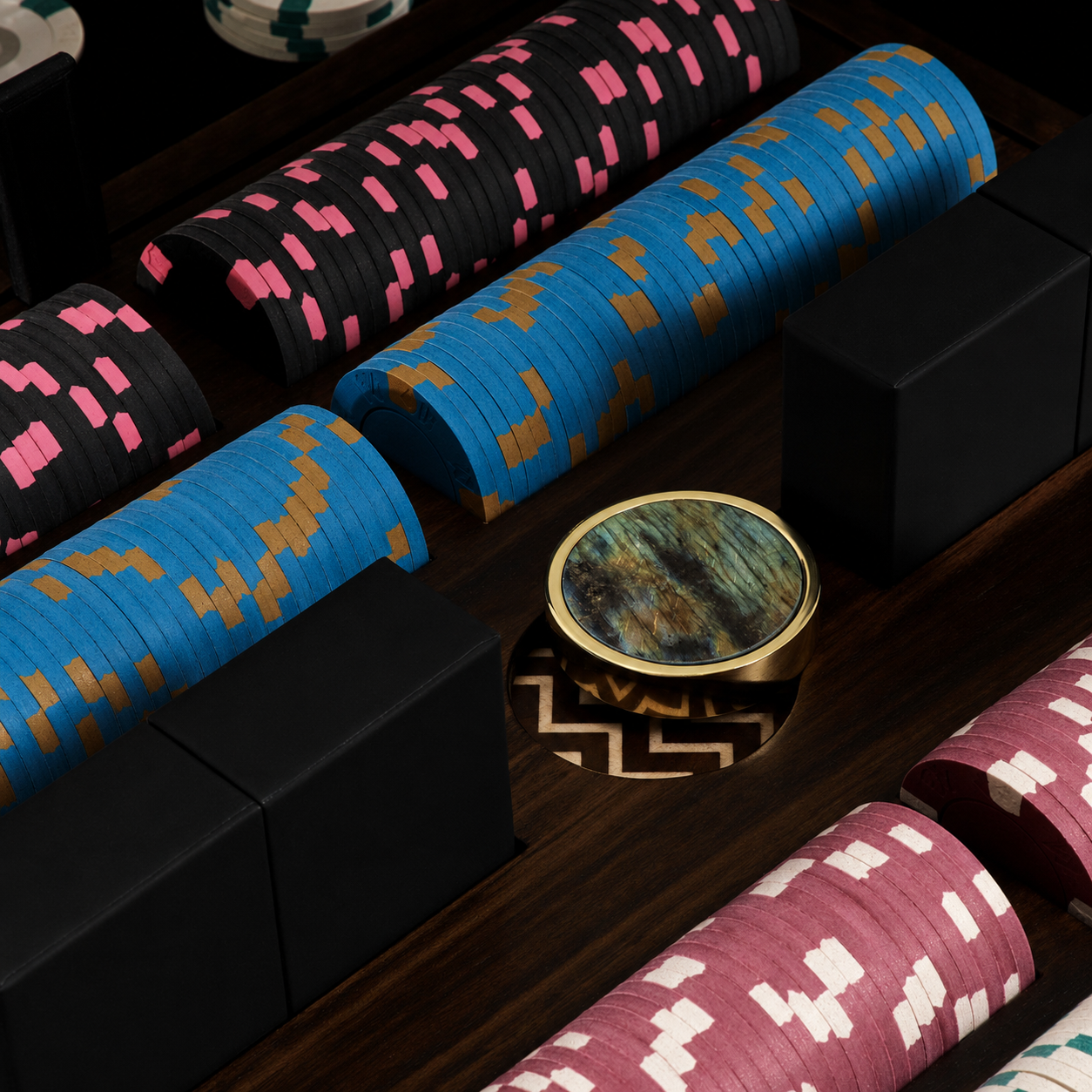 Jungle Marquetry Poker Set