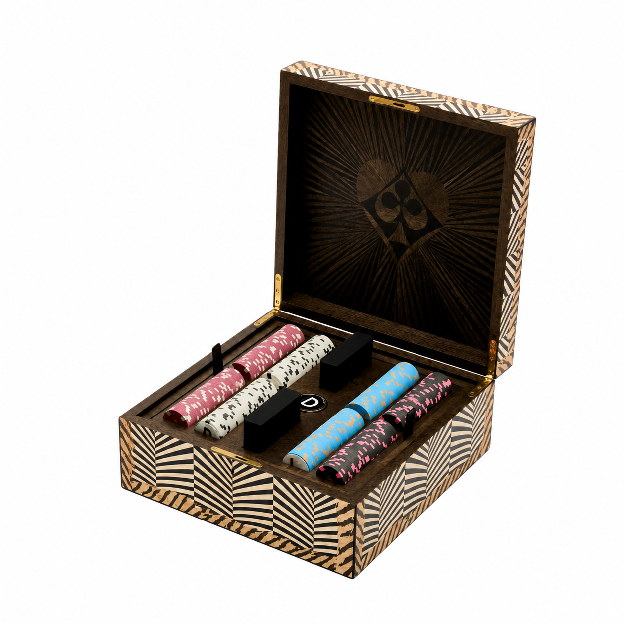 Skull Marquetry Poker Set