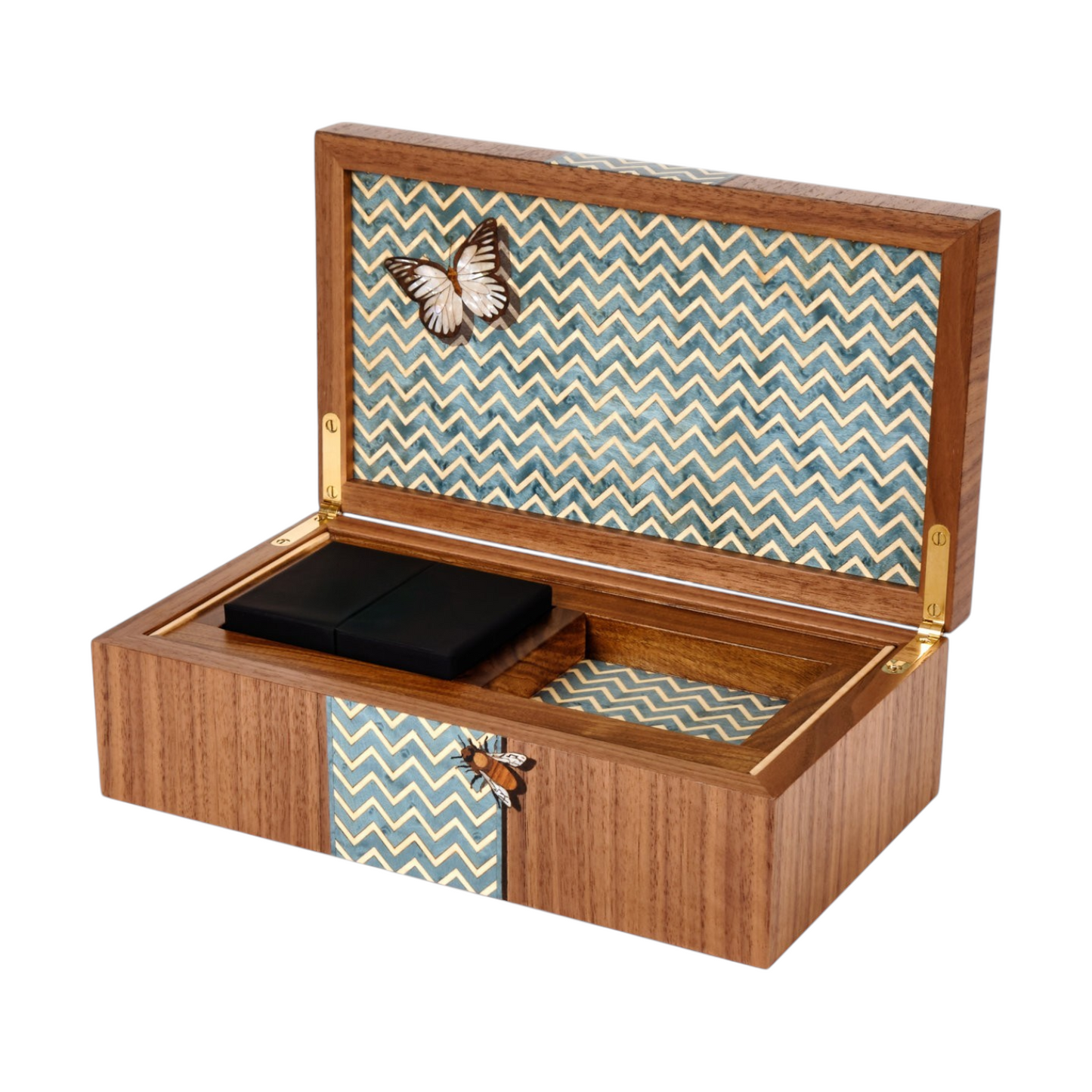 Butterfly Marquetry Playing Cards Box