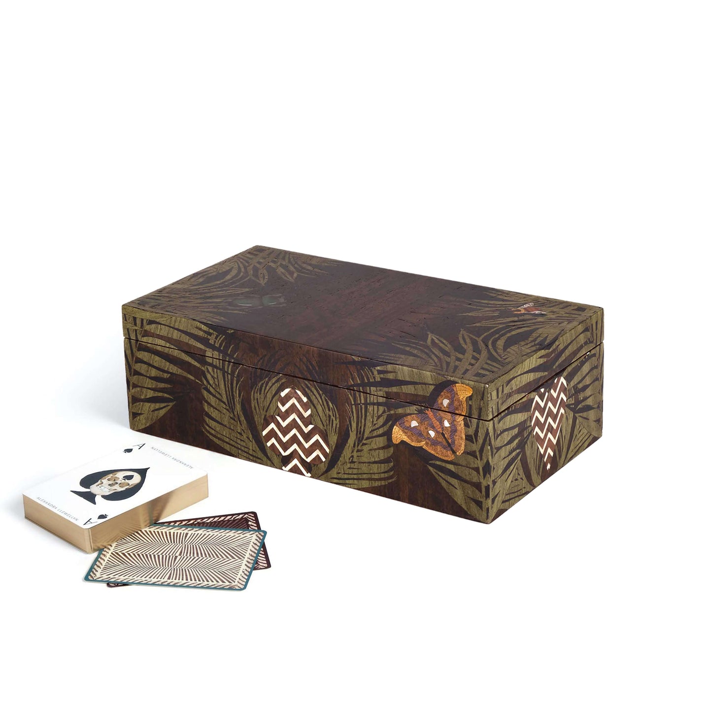 Jungle Marquetry Playing Cards Box
