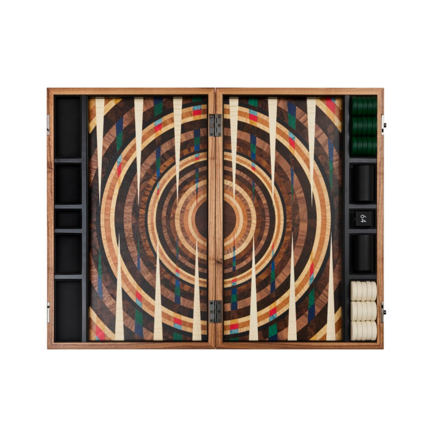 Reverse Vortex Marquetry Backgammon Set