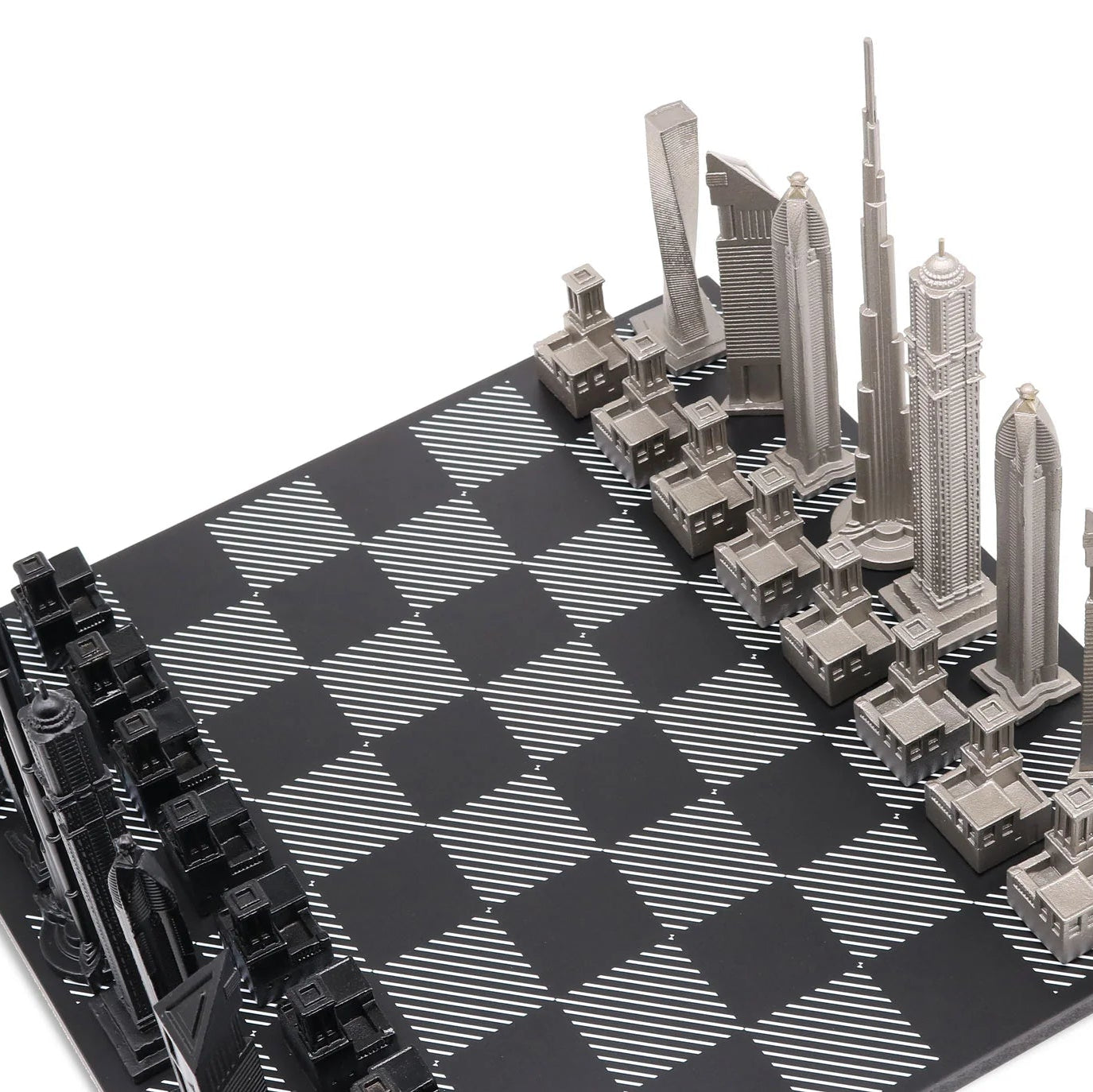 Stainless Steel Dubai Skyline Chess Set