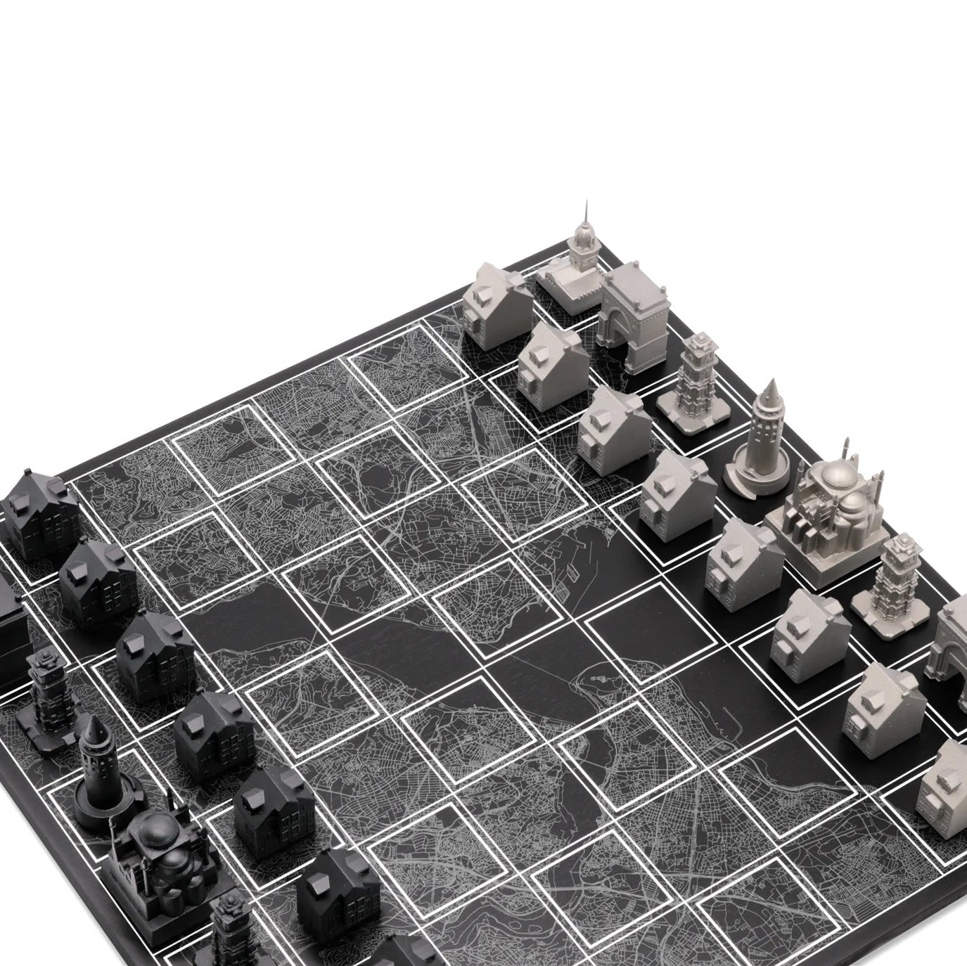 Stainless Steel Istanbul Skyline Chess Set