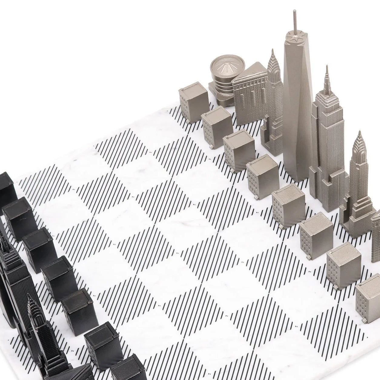 Stainless Steel New York City Skyline Chess Set