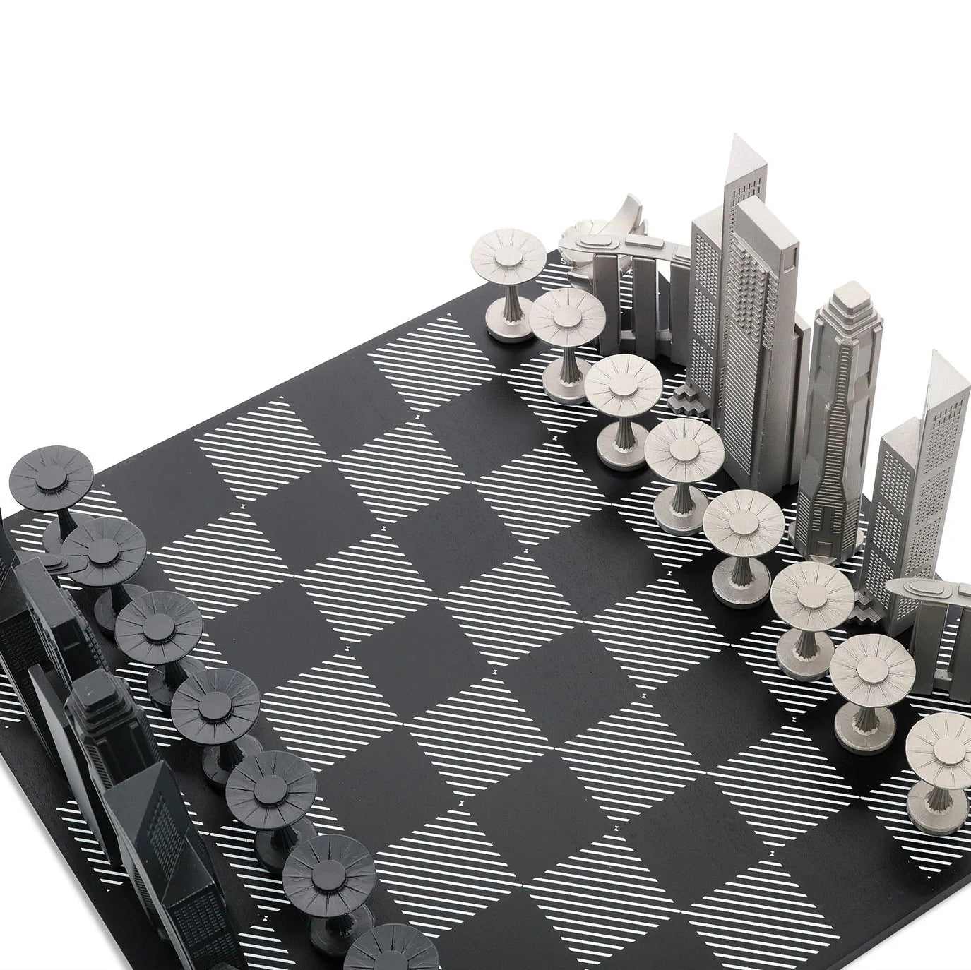 Stainless Steel Singapore Skyline Chess Set