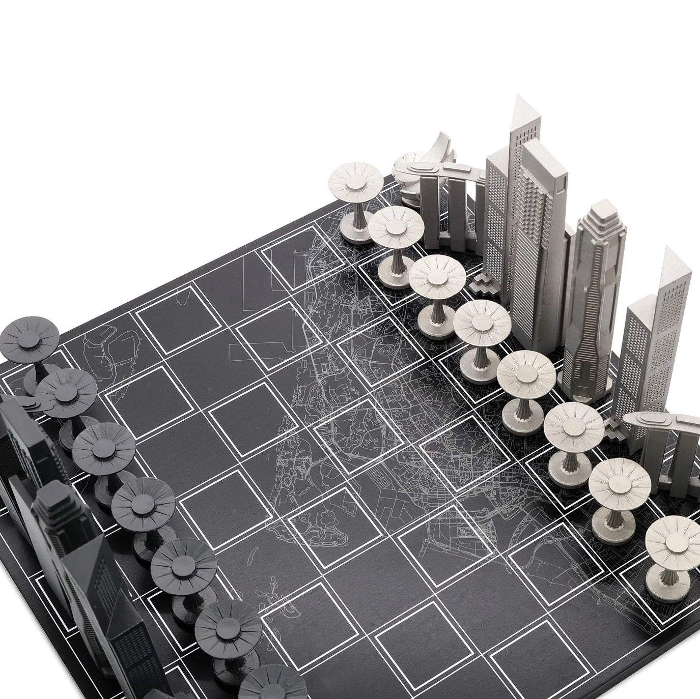 Stainless Steel Singapore Skyline Chess Set