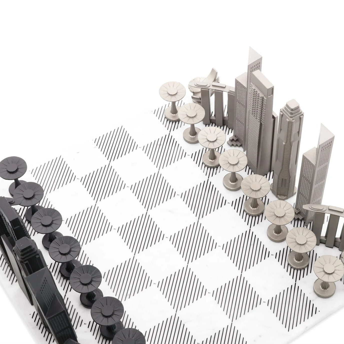 Stainless Steel Singapore Skyline Chess Set