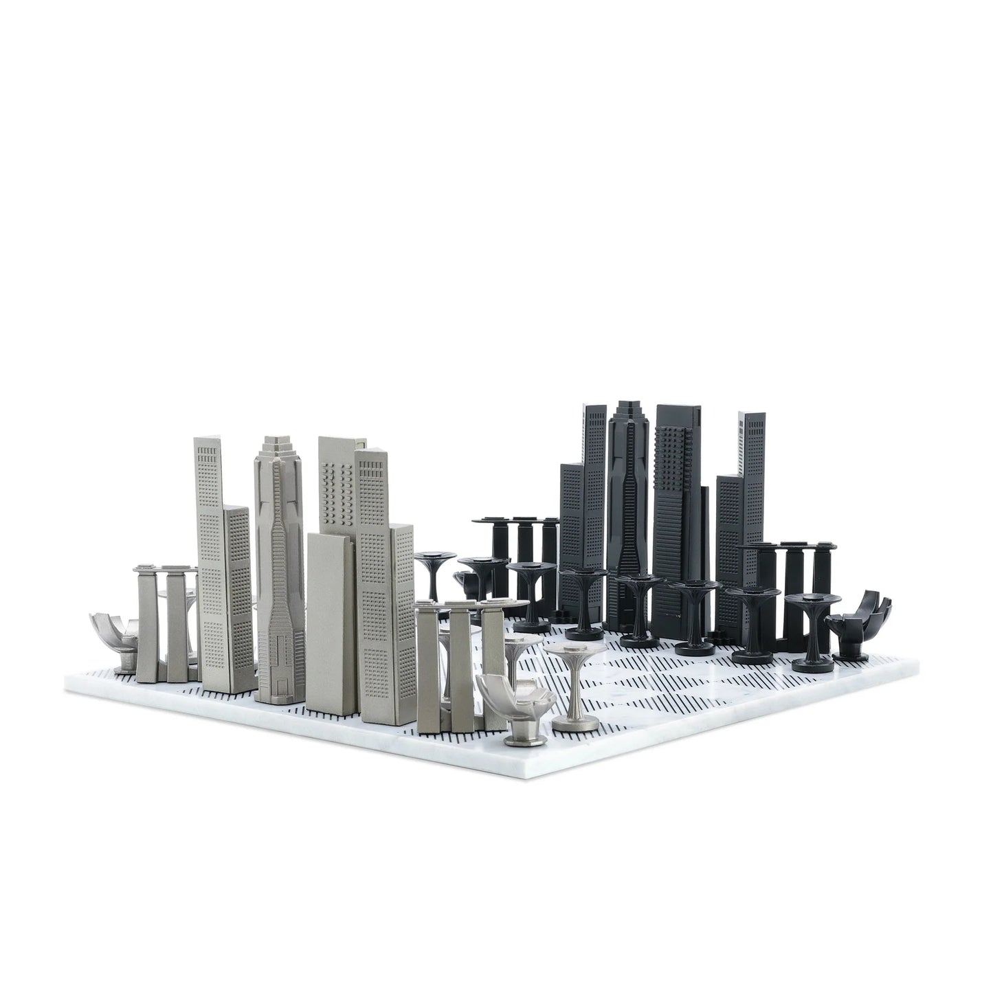 Stainless Steel Singapore Skyline Chess Set