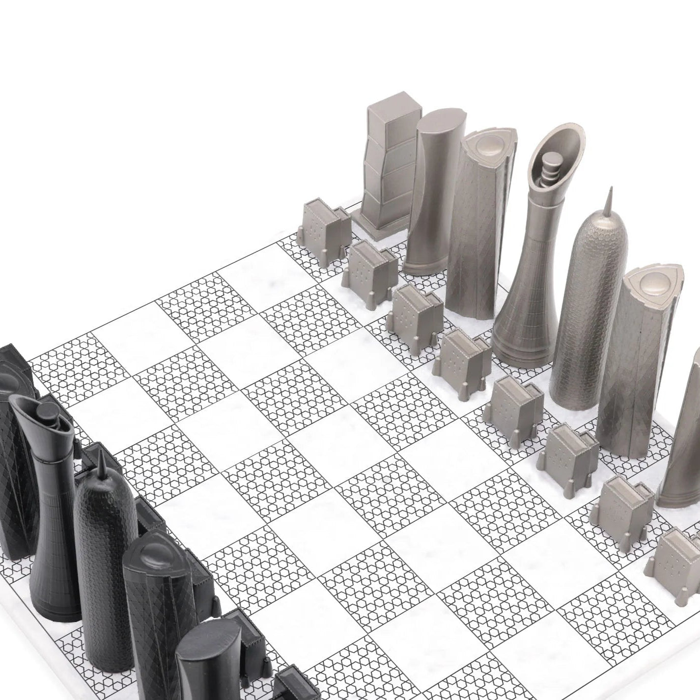 Stainless Steel Doha Skyline Chess Set