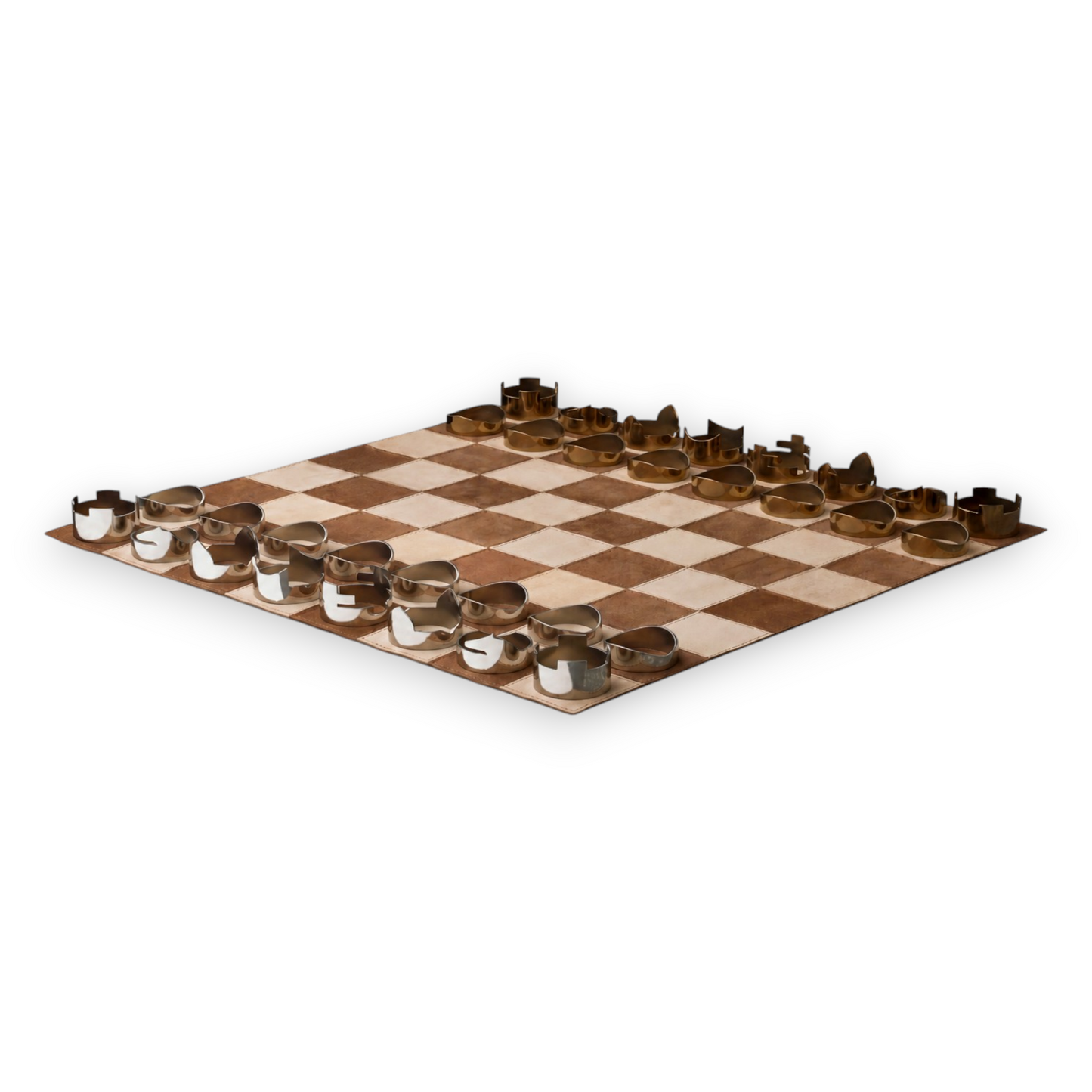 Handcrafted Leather & Stainless Steel Chess Set